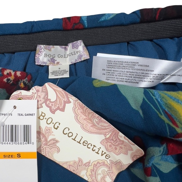 Band of Gypsies Collective Pisa Teal Floral Ruffle Slip‎ Skirt Midi Small NEW - Picture 5 of 9